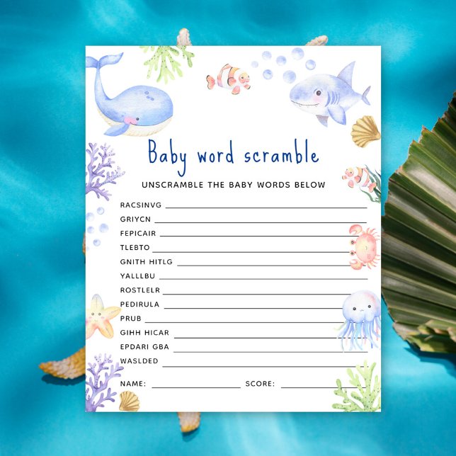 Onder het zee Ocean animal Baby Word Scramble (Creator heeft geüpload)