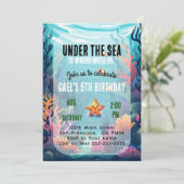 Onder het Zee Ocean Animal Boy Verjaardagsuitnodig Kaart (Staand voorkant)