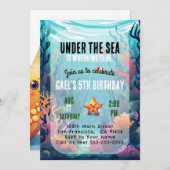 Onder het Zee Ocean Animal Boy Verjaardagsuitnodig Kaart (Voorkant / Achterkant)