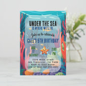 Onder het Zee Ocean Animal Boy Verjaardagsuitnodig Kaart (Staand voorkant)