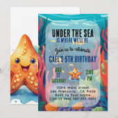 Onder het Zee Ocean Animal Boy Verjaardagsuitnodig Kaart (Voorkant / Achterkant)