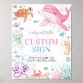 Onder het Zee Ocean Animal Party Custom Table Sign Poster (Voorkant)