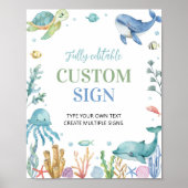 Onder het Zee Ocean Animal Party Custom Table Sign Poster (Voorkant)