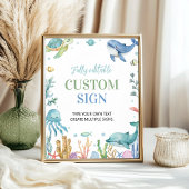 Onder het Zee Ocean Animal Party Custom Table Sign Poster