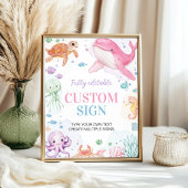 Onder het Zee Ocean Animal Party Custom Table Sign Poster