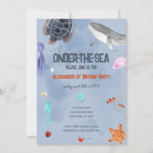 Onder het Zee Ocean Animals 1st Birthday Party Kaart (Voorkant)