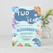 Onder het Zee Ocean Animals 2e Verjaardag Kaart (Staand voorkant)