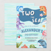 Onder het Zee Ocean Animals 2e Verjaardag Kaart (Voorkant / Achterkant)