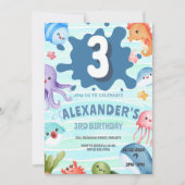 Onder het Zee Ocean Animals 3e Verjaardag Kaart (Voorkant)