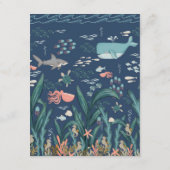 Onder het Zee Ocean Animals Baby shower Bump Game Informatiekaartje (Achterkant)