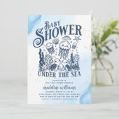 Onder het Zee Ocean Animals Baby shower Kaart (Staand voorkant)