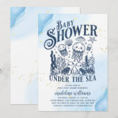 Onder het Zee Ocean Animals Baby shower Kaart (Voorkant / Achterkant)