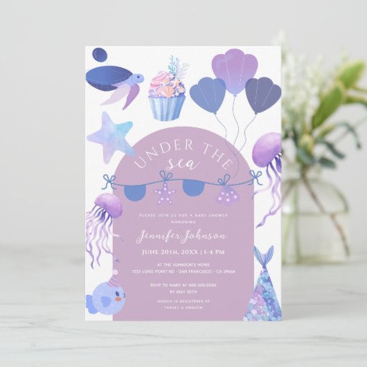 Onder het Zee Ocean Animals Baby shower Kaart (Staand voorkant)