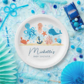 Onder het Zee Ocean Animals Baby shower Papieren Bordje (Feest)