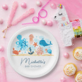 Onder het Zee Ocean Animals Baby shower Papieren Bordje (Feest)
