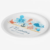 Onder het Zee Ocean Animals Baby shower Papieren Bordje (Gekanteld)