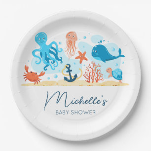 Onder het Zee Ocean Animals Baby shower Papieren Bordje