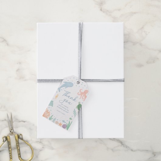 Onder het Zee Ocean Animals Birthday Cadeaulabel (Met Touw)