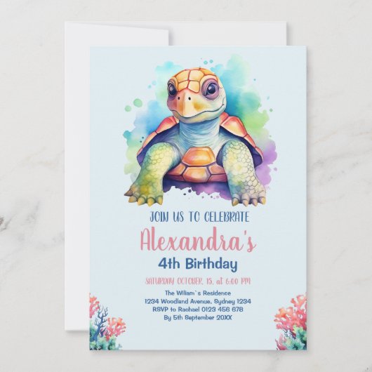 Onder het Zee Ocean Animals Birthday Kaart (Voorkant)