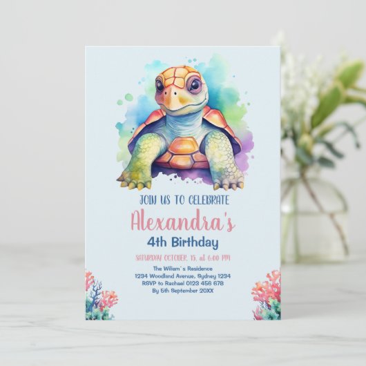 Onder het Zee Ocean Animals Birthday Kaart (Staand voorkant)