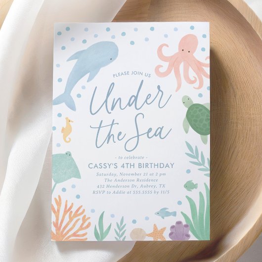 Onder het Zee Ocean Animals Birthday Kaart