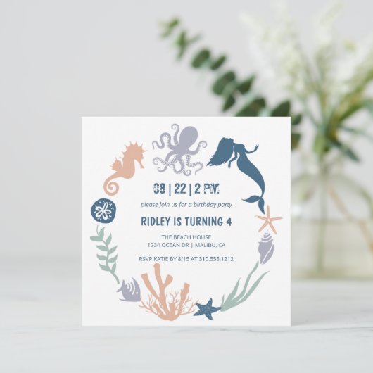 Onder het Zee Ocean Animals Birthday Kaart (Staand voorkant)