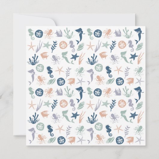 Onder het Zee Ocean Animals Birthday Kaart (Achterkant)