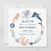 Onder het Zee Ocean Animals Birthday Kaart (Voorkant)