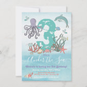 Onder het Zee Ocean Animals Birthday party Kaart (Voorkant)