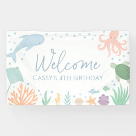 Onder het Zee Ocean Animals Birthday Spandoek