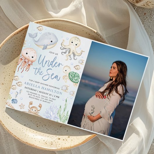 Onder het Zee Ocean Animals Boy Baby shower Foto Kaart