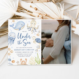 Onder het Zee Ocean Animals Boy Baby shower Foto Kaart