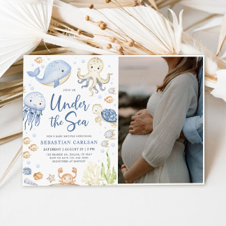 Onder het Zee Ocean Animals Boy Baby shower Foto Kaart