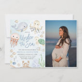 Onder het Zee Ocean Animals Boy Baby shower Foto Kaart (Voorkant)