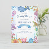 Onder het Zee Ocean Animals Boy Birthday Kaart (Staand voorkant)