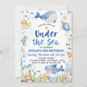 Onder het Zee Ocean Animals Boy Birthday Kaart (Voorkant)