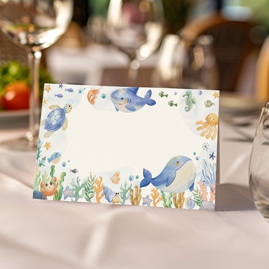 Onder het Zee Ocean Animals Boy Food Place Card Plaatskaartje