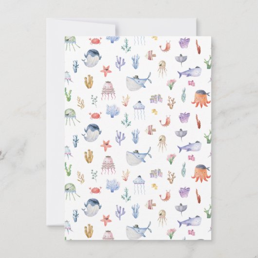 Onder het Zee Ocean Animals Boys Pirate Birthday Kaart (Achterkant)