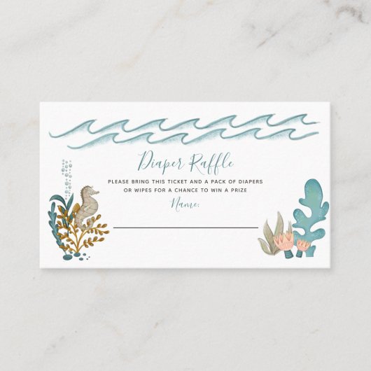 Onder het Zee Ocean Animals Douche Luier Raffle Visitekaartje (Voorkant)