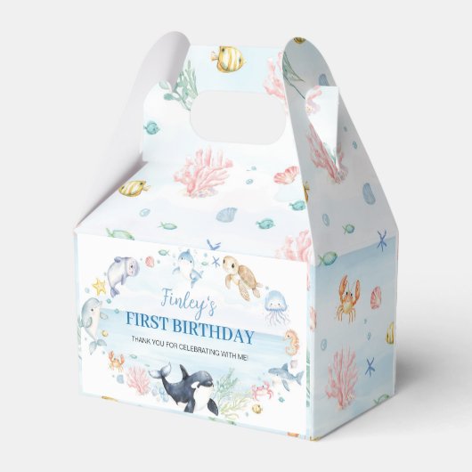 Onder het Zee Ocean Animals Kids Birthday Bedankdoosjes (Achterkant)