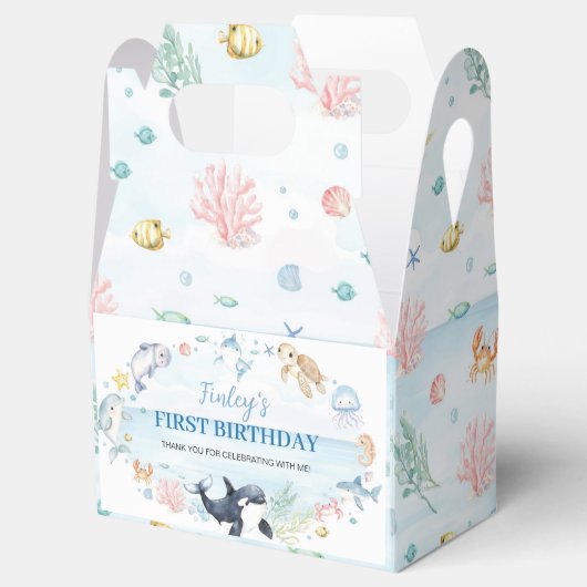 Onder het Zee Ocean Animals Kids Birthday Bedankdoosjes (Geopend)