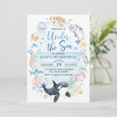 Onder het Zee Ocean Animals Kids Birthday Kaart (Staand voorkant)