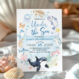 Onder het Zee Ocean Animals Kids Birthday Kaart