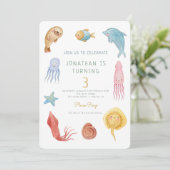 Onder het Zee Ocean Animals Leuke Octopus Verjaard Kaart (Staand voorkant)