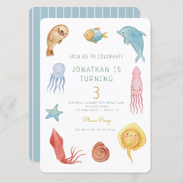 Onder het Zee Ocean Animals Leuke Octopus Verjaard Kaart