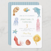 Onder het Zee Ocean Animals Leuke Octopus Verjaard Kaart