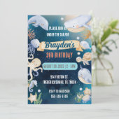 Onder het Zee Ocean Animals Nautical Boys Verjaard Kaart (Staand voorkant)