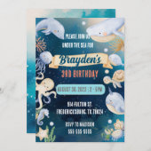 Onder het Zee Ocean Animals Nautical Boys Verjaard Kaart (Voorkant / Achterkant)