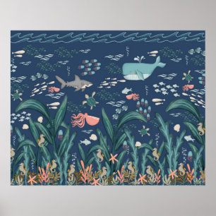 Onder het Zee Ocean Animals Nursery Poster