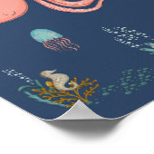 Onder het Zee Ocean Animals Octopus Nursery Poster (Hoek)